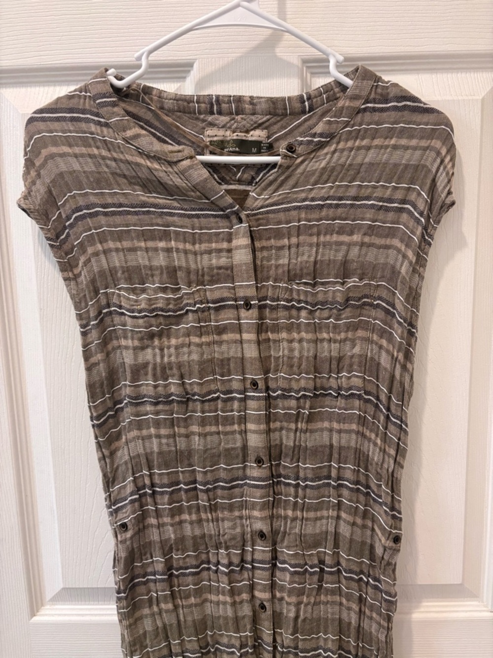 Prana Sleeveless Button Down Shirt Dress